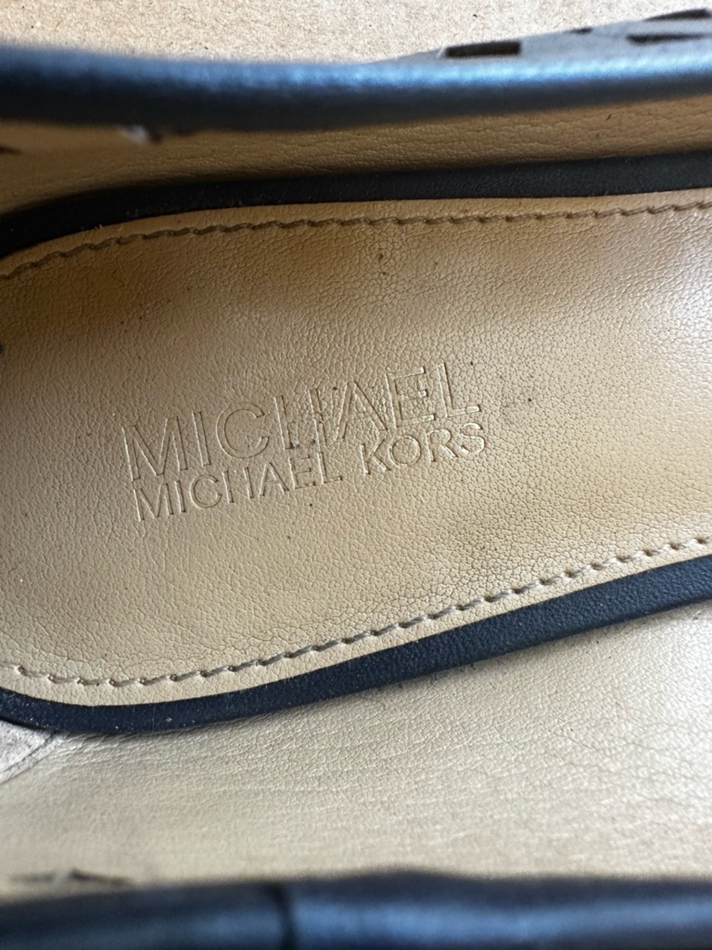 Michael Kors Sunny Navy Leather Ballet Flats Laser Cut Women’s Size 7.5 Shoes - Picture 4 of 9